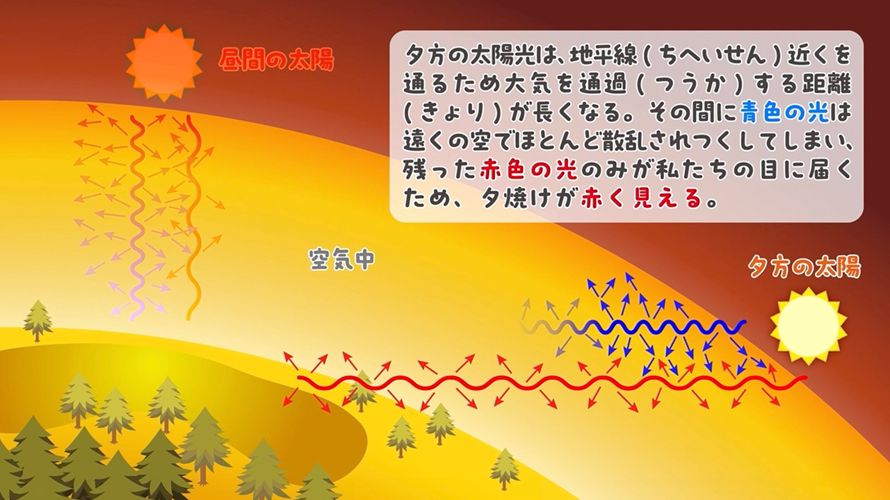 図4夕方の空はなぜ赤い（けんた君の教えて！ざわこ先生「第15回」より） 