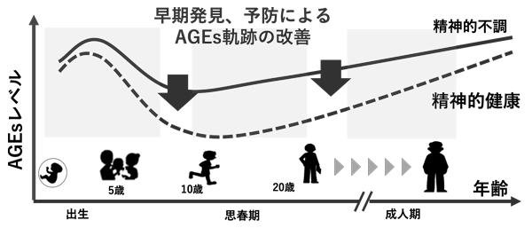 終末糖化産物の発達軌跡とメンタルヘルスの関係