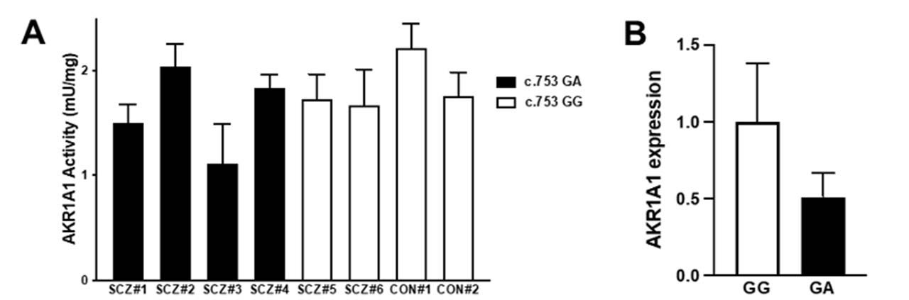 Figure 3: AKR enzymatic activity and AKR1A1 gene expression in human